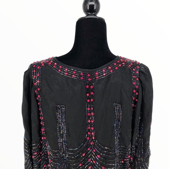 90’s Vintage Beaded Cropped Dinner Jacket Elbow Sleeves - Picture 8 of 12